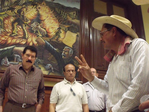 Martin Solis confronts officials.